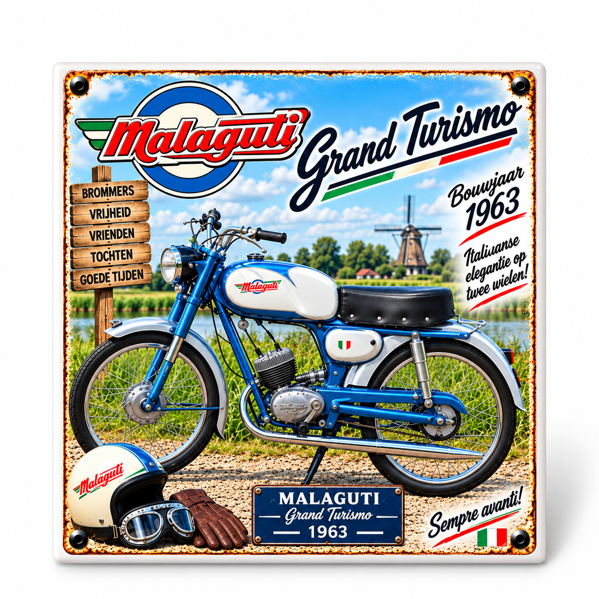 Malaguti Grand Turismo 1963 Tegeltje Klassieke Italiaanse Brommer