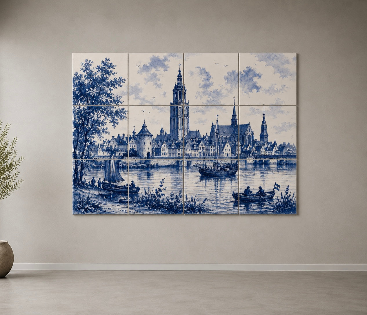 Mural de azulejos de Delft azules – Groninga | Decoración de pared