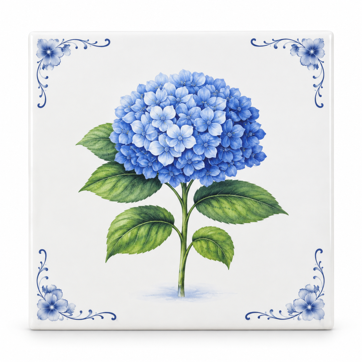 Blauwe Hortensia Tegeltje Botanisch Bloemenontwerp
