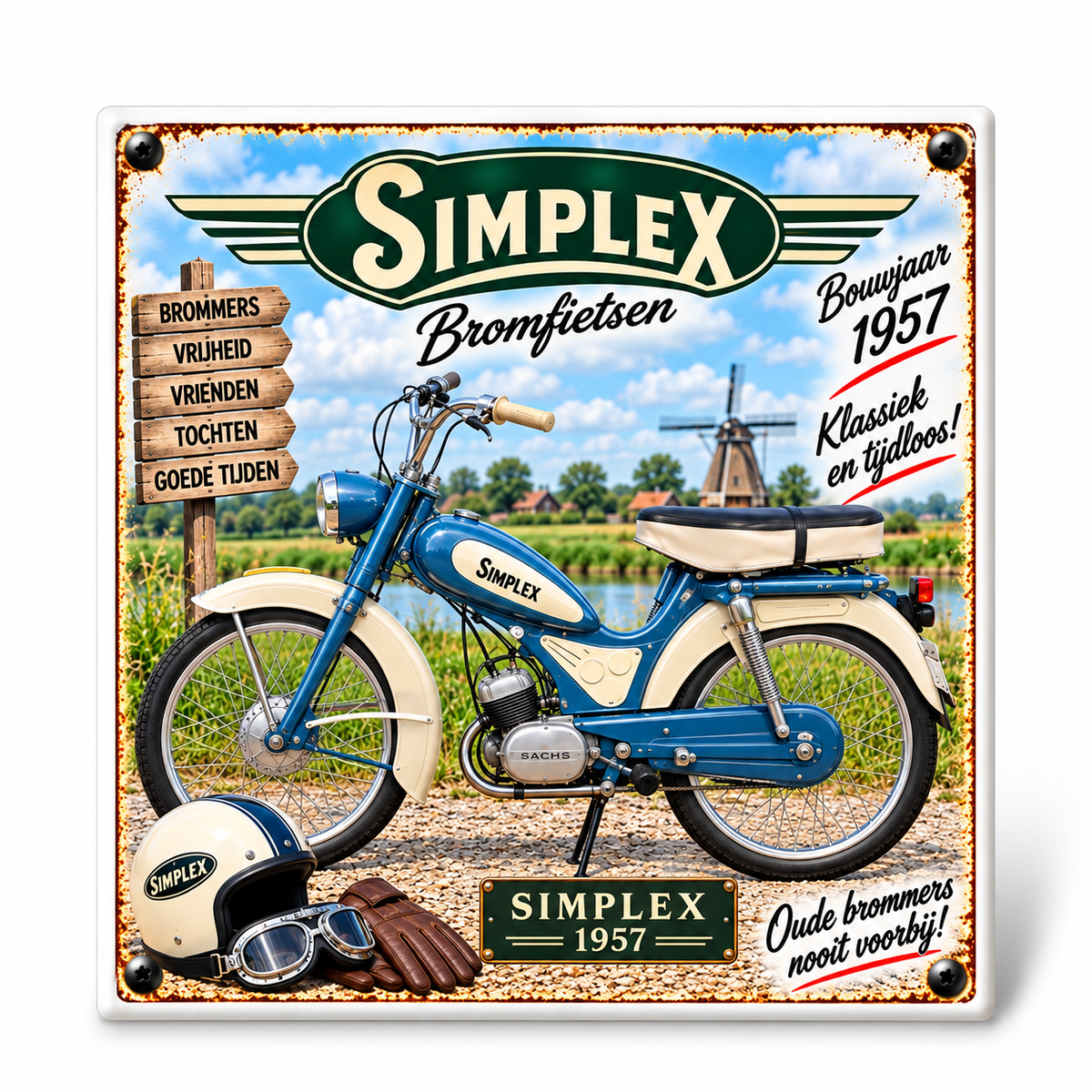 Simplex Bromfiets Tegeltje Bouwjaar 1957