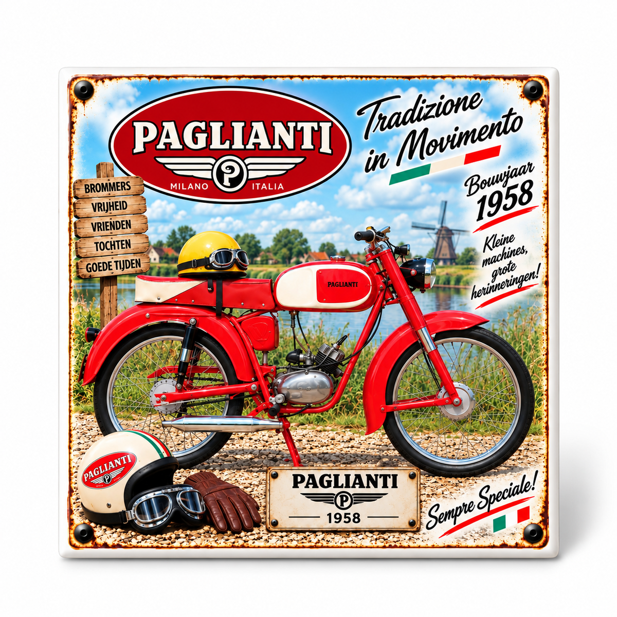 Paglianti 1958 Tegeltje Klassieke Italiaanse Brommer