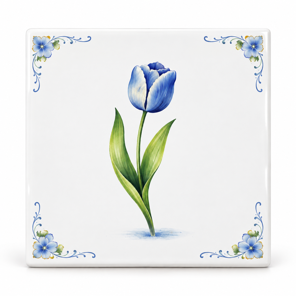 Blauwe Tulp Tegeltje – Botanisch Bloemenontwerp
