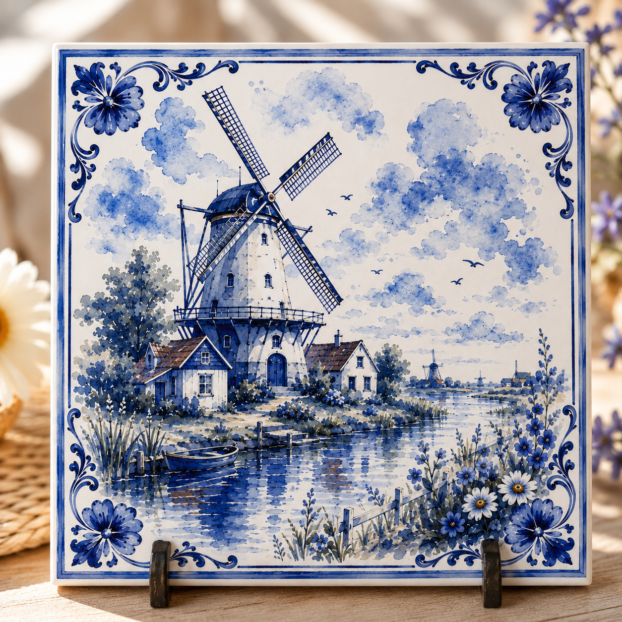 Azulejo Delft Azul Veraniego – Sol, Mar y Playa | Azulejo Vintage para Pared