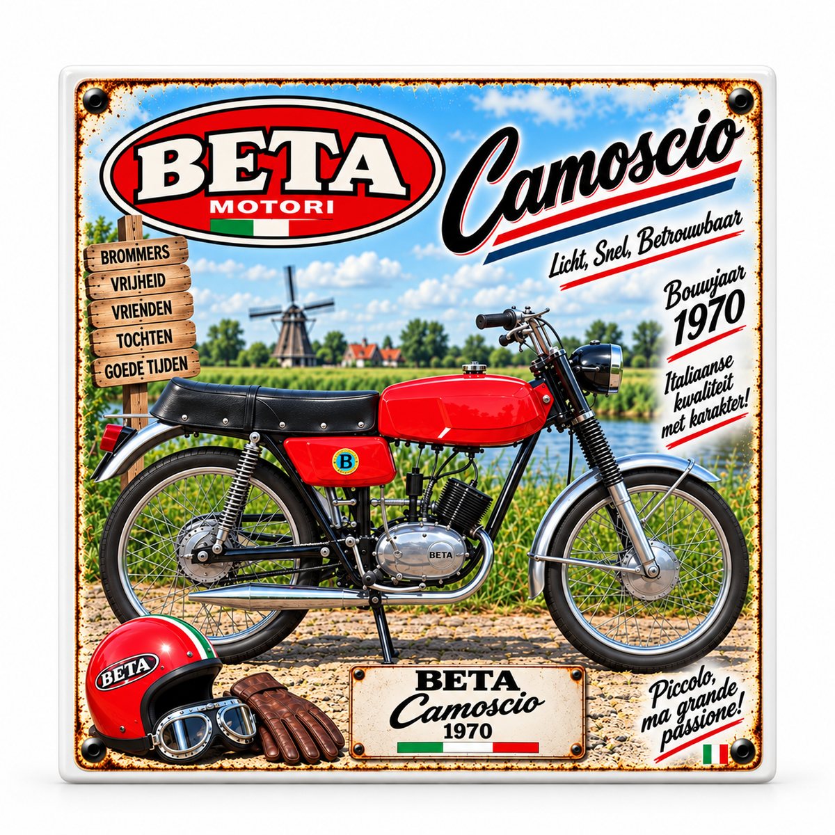 Beta Camoscio 1970 Tegeltje Klassieke Italiaanse Brommer