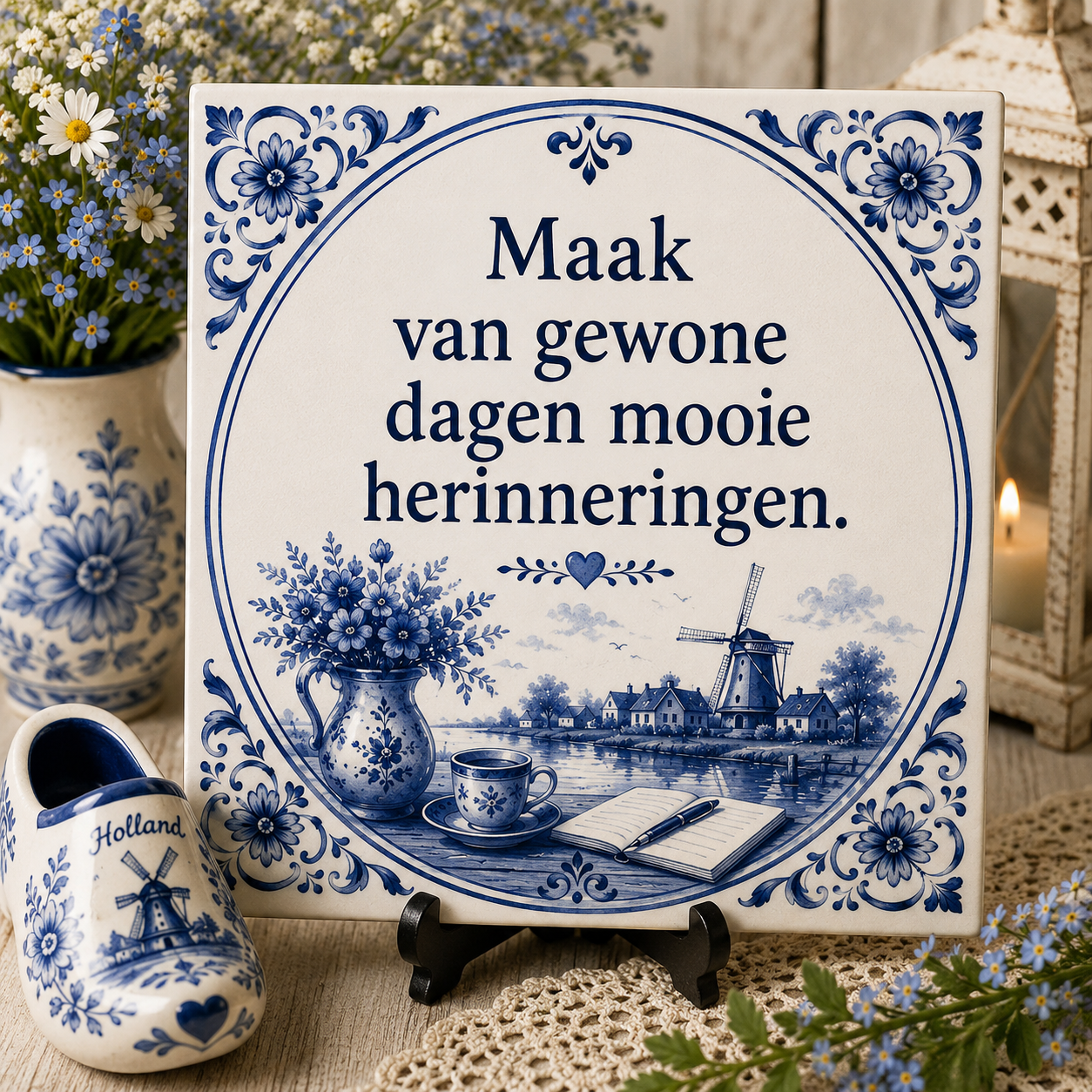Azulejo de Delft Azul | Textos Inspiradores y Decoración Atemporal para el Hogar