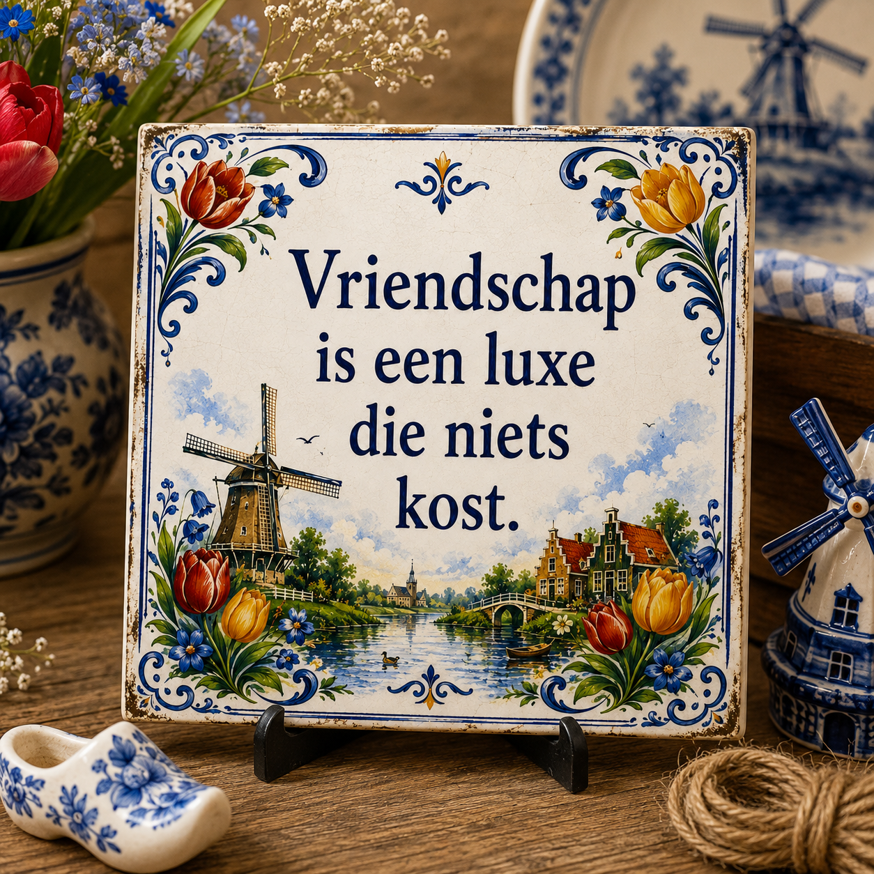 Delfts Blauw Tegeltje | Grappige Teksten & Tijdloze Woondecoratie