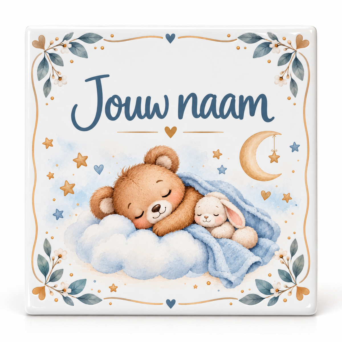 Gepersonaliseerd Beertje & Konijntje Tegeltje met Naam