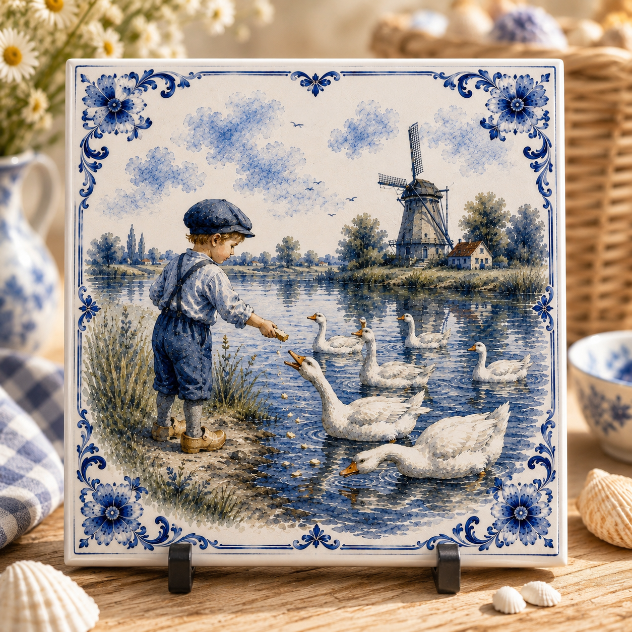Azulejo de Verano de Delft – Sol, Mar y Arena | Azulejo Vintage de Pared