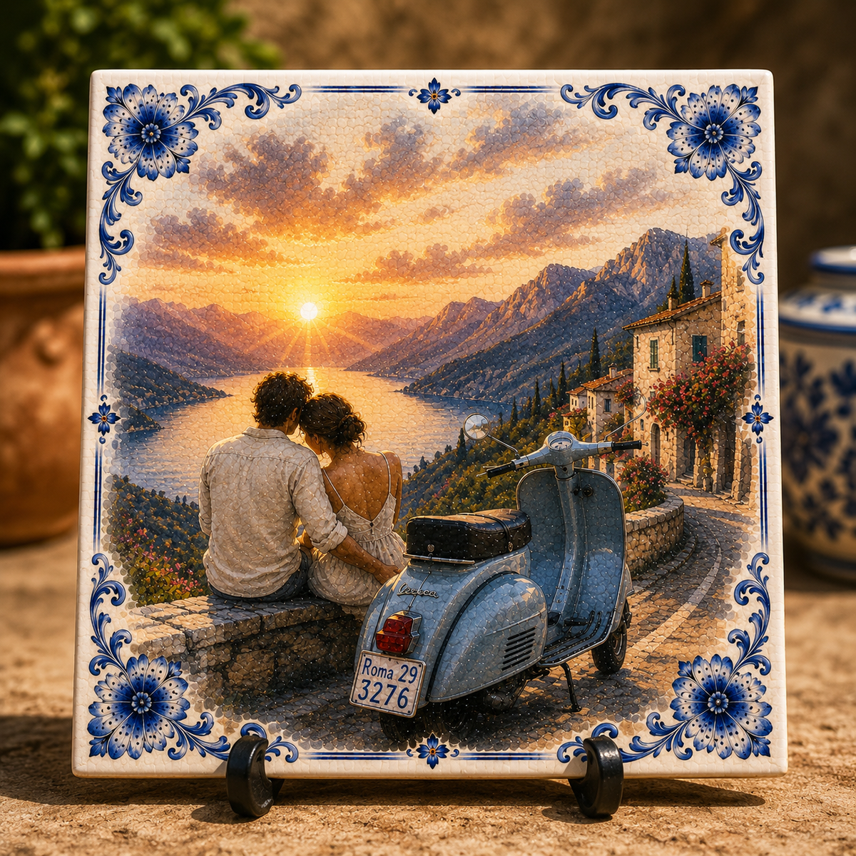 Italiaans Delfts Blauw Tegeltje – Vintage Wandtegel