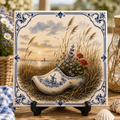 Ouderwets Gezellig Delfts Blauw Tegeltje – Genieten en sfeervol| Vintage Wandtegel