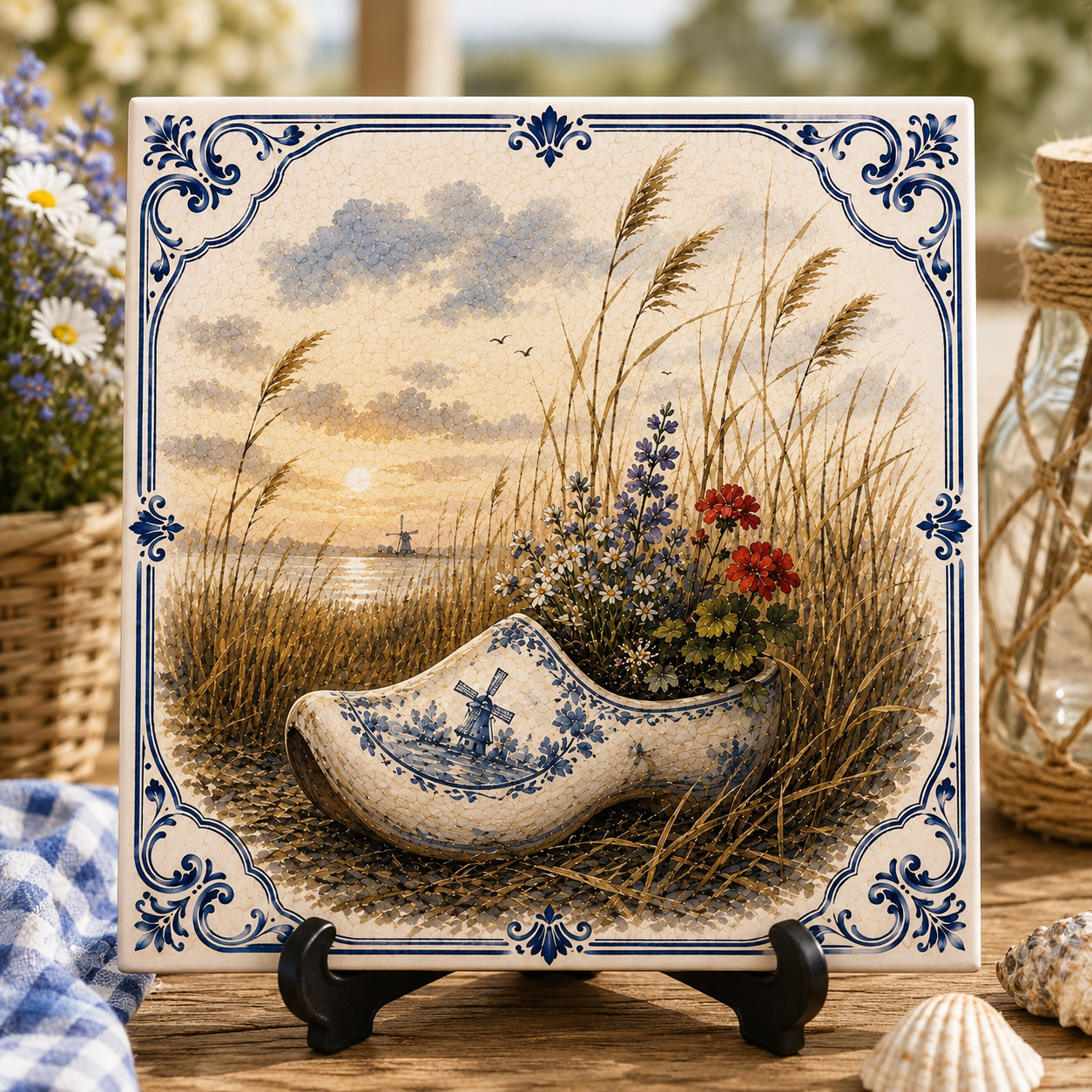 Azulejo Delft Azul Anticuado y Acogedor – Disfrutar y ambiente | Azulejo de pared vintage