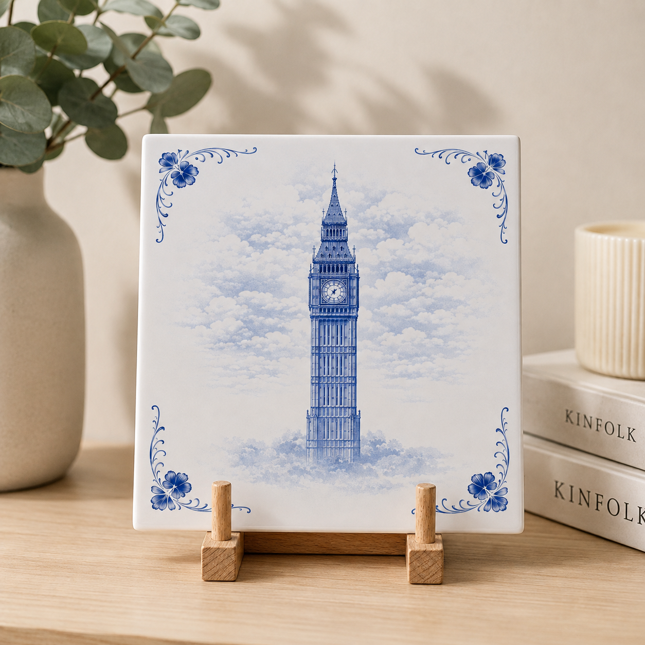 Azulejo Delft Blue Big Ben - Decoración vintage de Londres