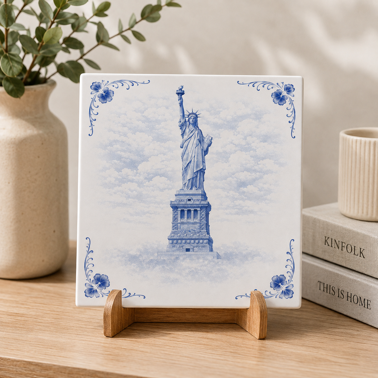 Azulejo de Delft La Estatua de la Libertad – Decoración Vintage de Nueva York