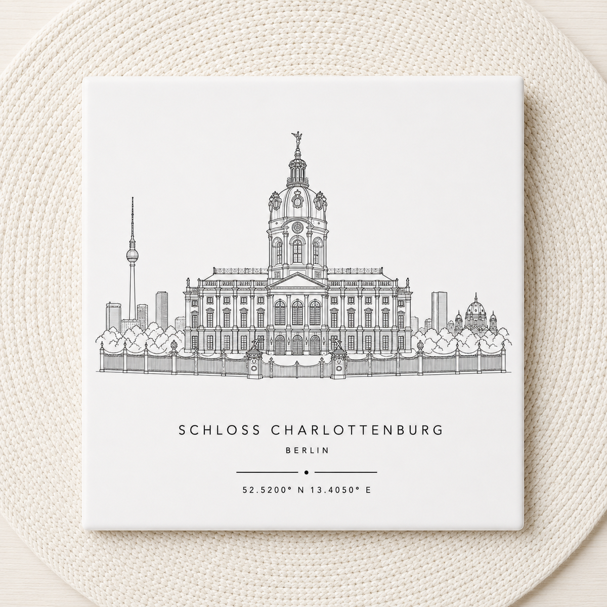 Schloss Charlottenburg Tegeltje 15×15 cm | Berlijn Skyline & Coördinaten