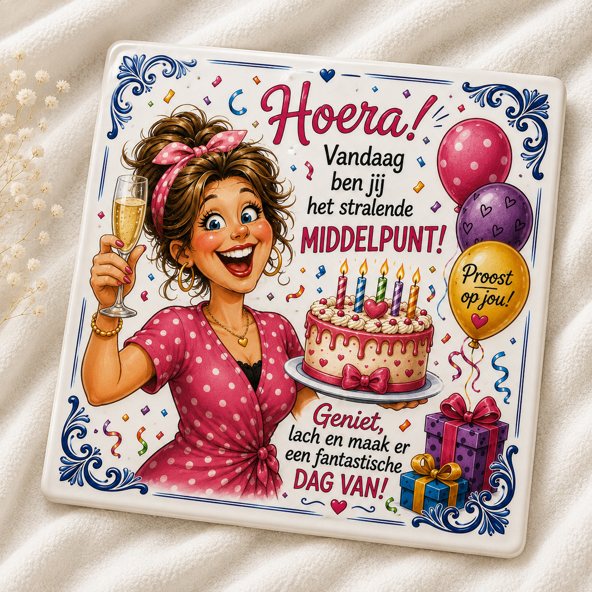 Verjaardag Tegeltje – Hoera! Vandaag ben jij het stralende middelpunt