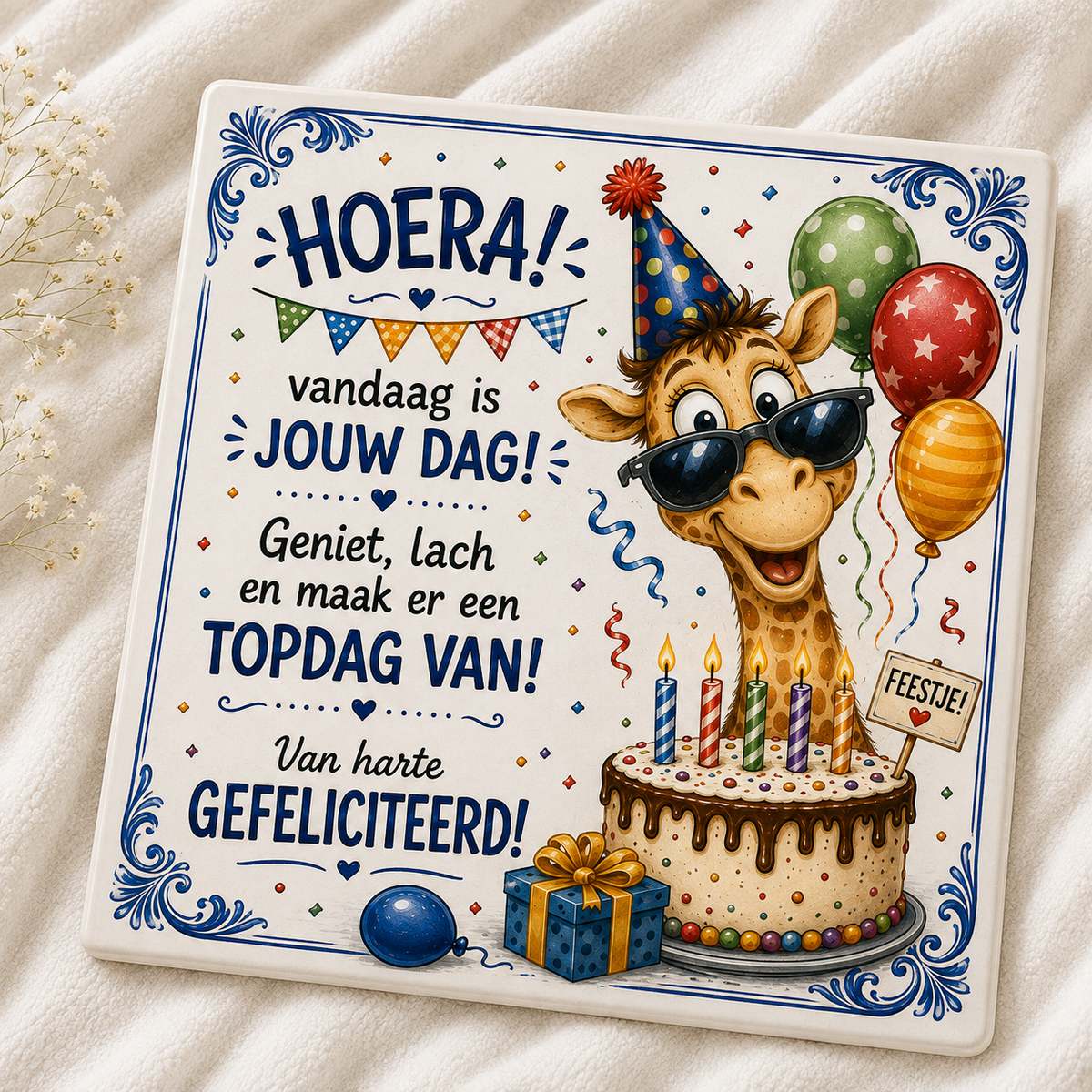 Verjaardag Tegeltje – Hoera! Vandaag is jouw dag – Giraffe