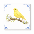 Delfts Blauw Tegeltje met Kanarievogel – Vintage Vogel Illustratie