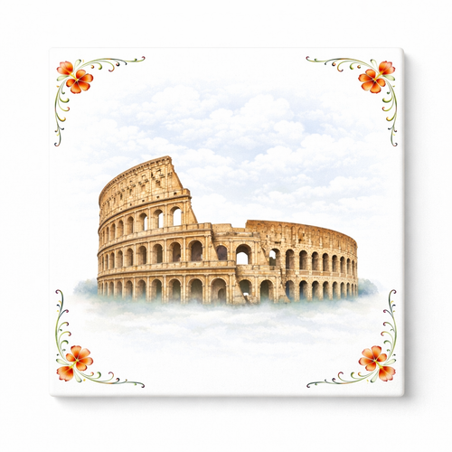 Delfts Blauw Tegeltje Colosseum – Vintage Rome Decoratie