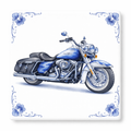 Delfts Blauw Tegeltje Harley-Davidson Motor – Klassieke Blauwe Vintage Motor Decoratie