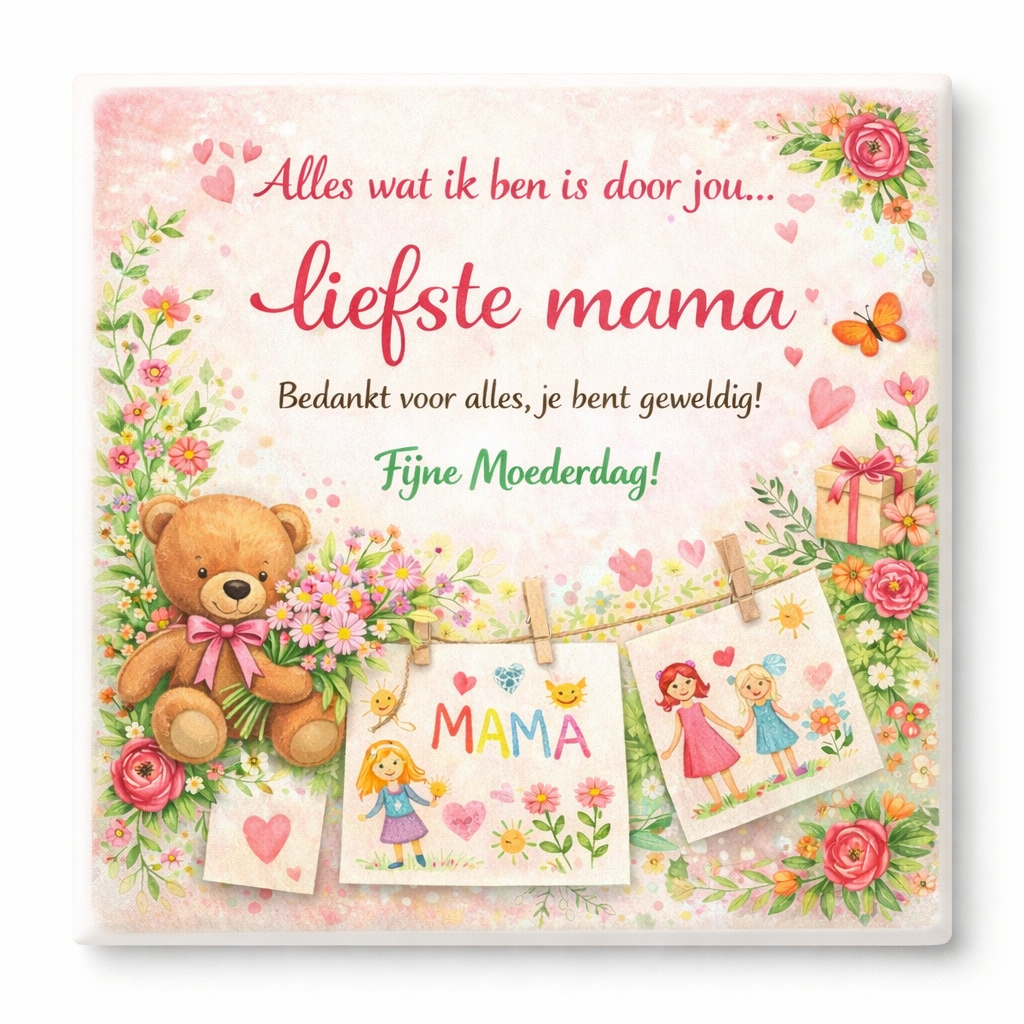 Moederdag Tegeltje – Voor de allerliefste mama – Uniek Cadeau met Tekst