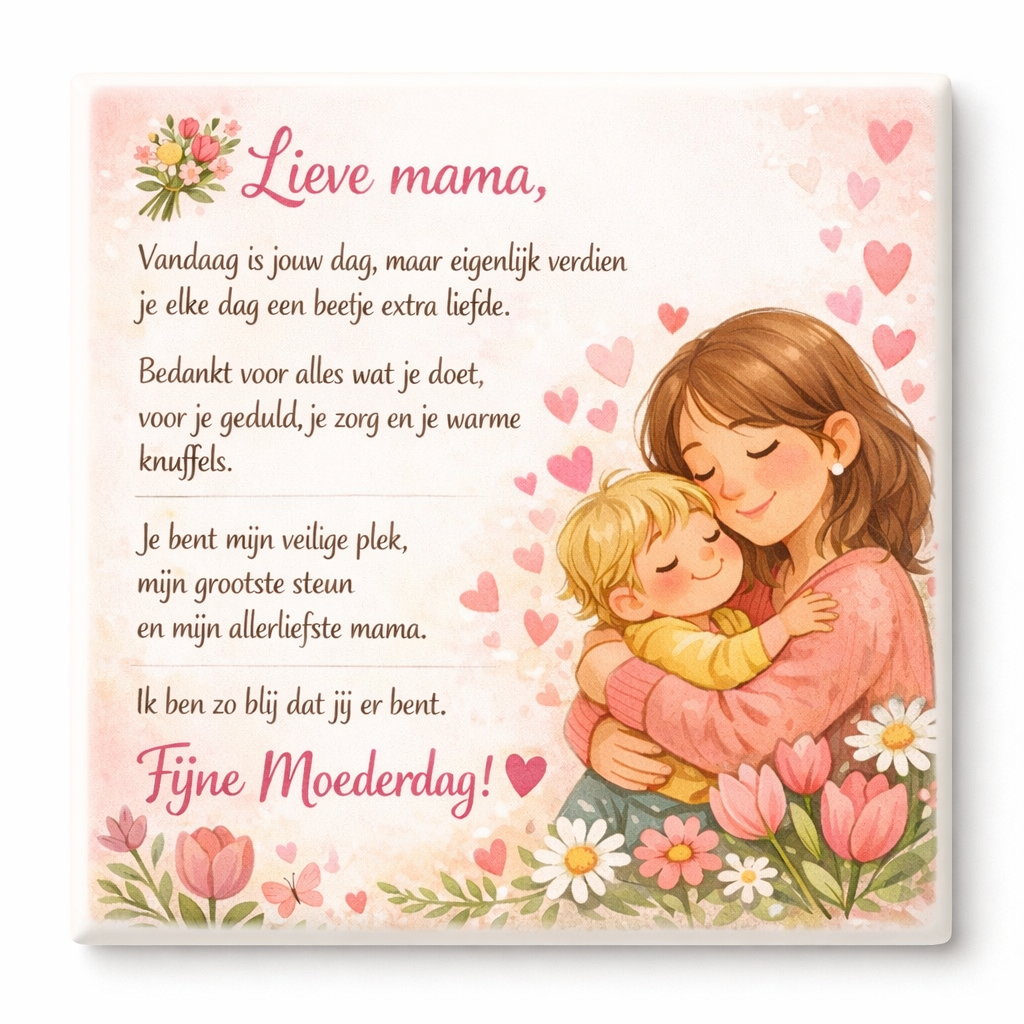 Moederdag Tegeltje – Voor de allerliefste mama – Uniek Cadeau met Tekst