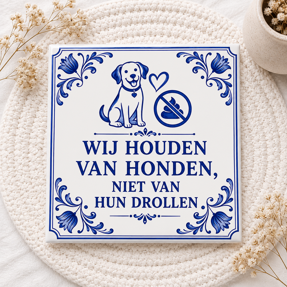 Wij Houden van Honden, Niet van Hun Drollen Tegeltje – Delfts Blauw