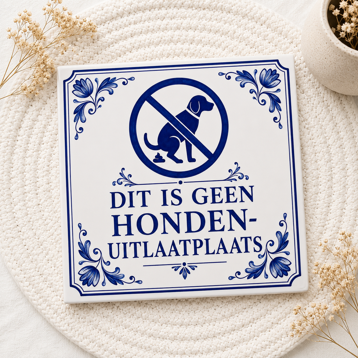 Geen Hondenuitlaatplaats Tegeltje – Delfts Blauw