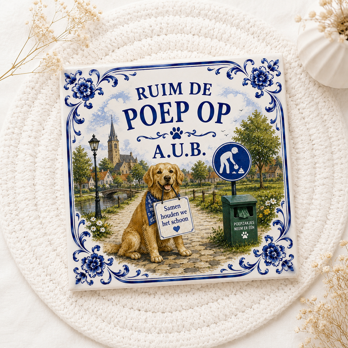 Ruim de Poep Op Tegeltje – Delfts Blauwe Stijl