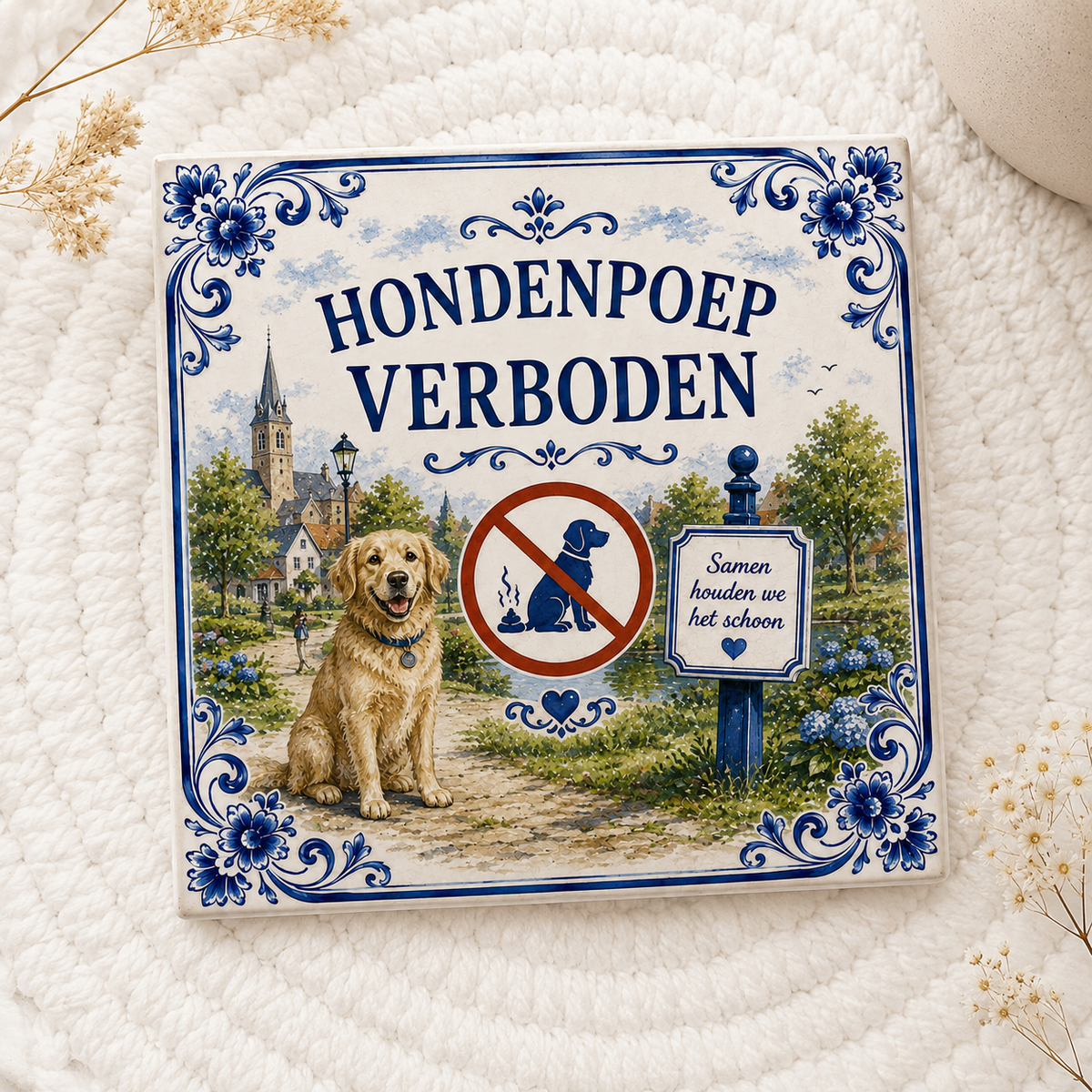 Hondenpoep Verboden Tegeltje – Delfts Blauwe Stijl